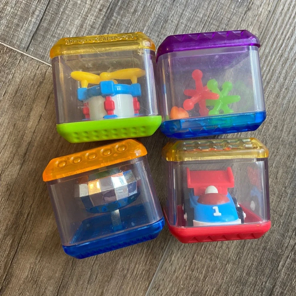 Fisher Price Peek-a-Blocks Sensory Toy Lot of 12 Vehicles Music Shapes Multi VTG